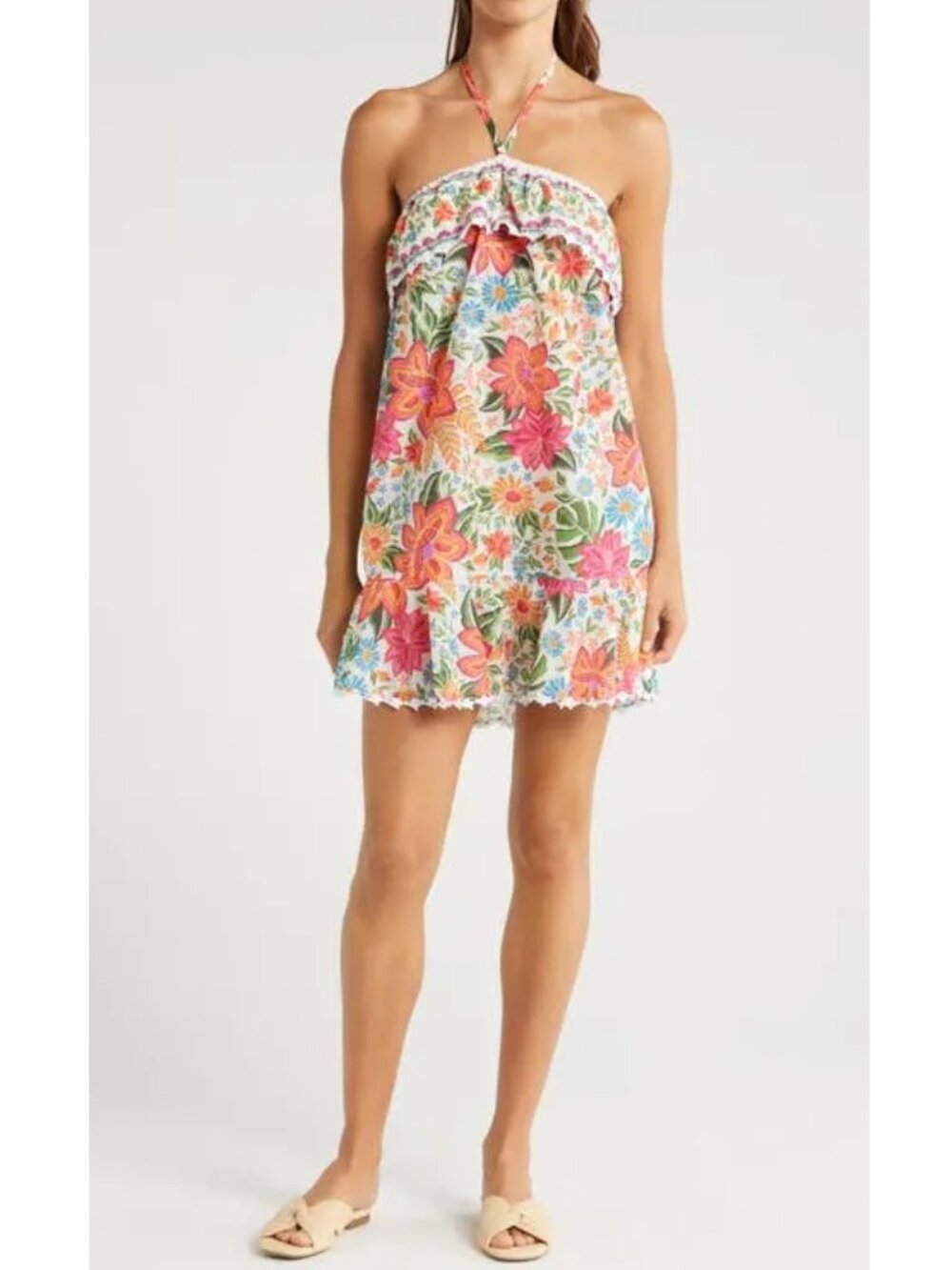 FARM Rio 'Bloom Garden' Swimsuit Cover-Up Floral Mini-Dress, Multicolor